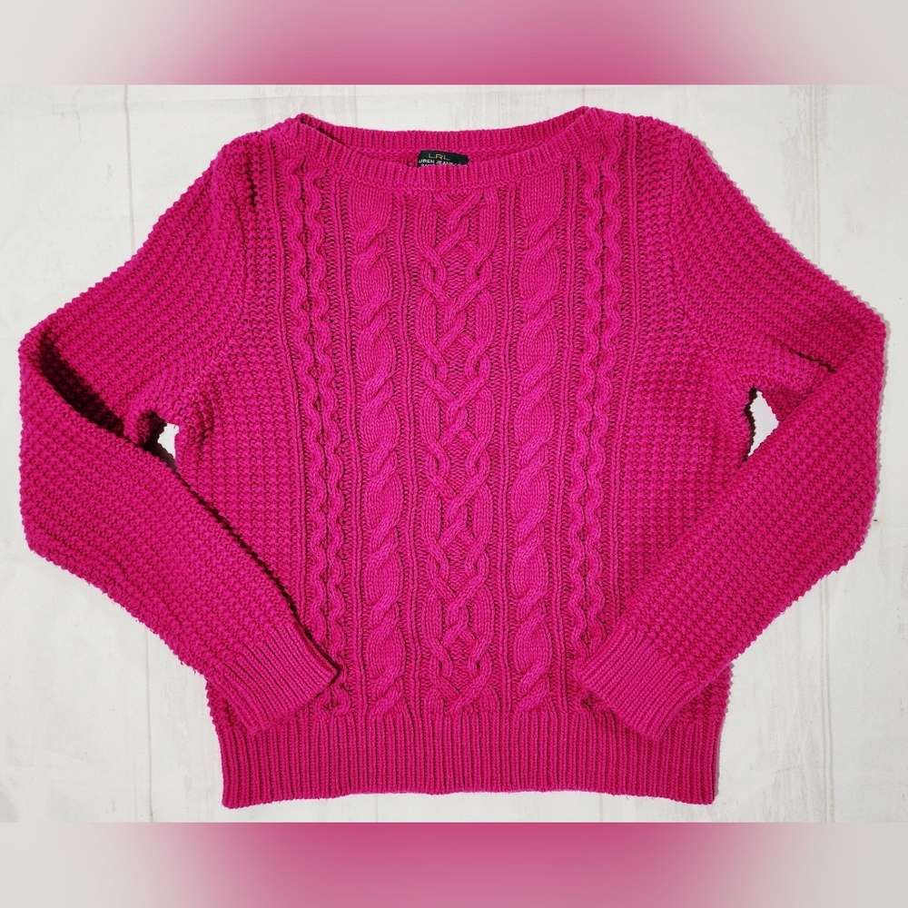 🔥SOLD🔥Lauren Ralph Lauren Large Hot Pink Cable Knit Sweater